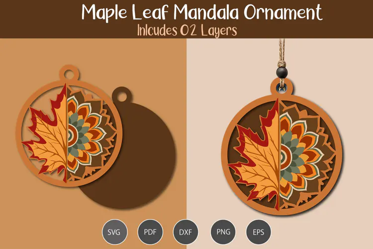 Maple leaf mandala ornament