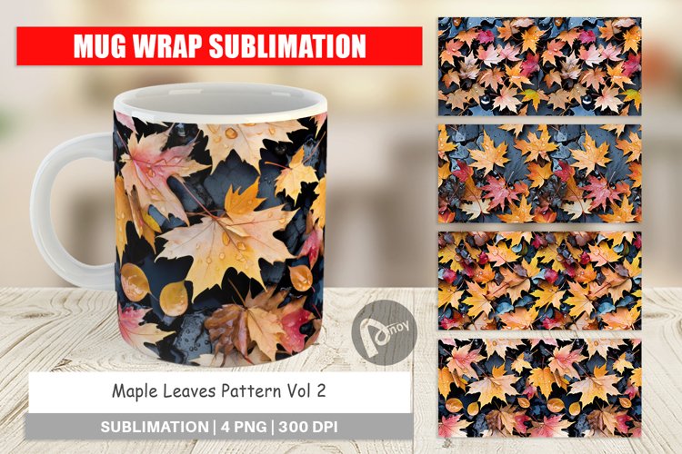 Mug Wrap Design Maple Leaves Pattern