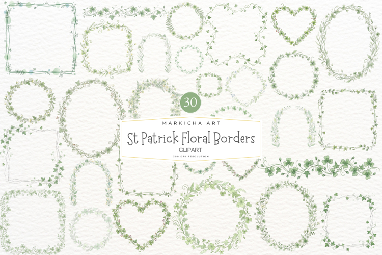 St Patrick Floral Borders Clipart