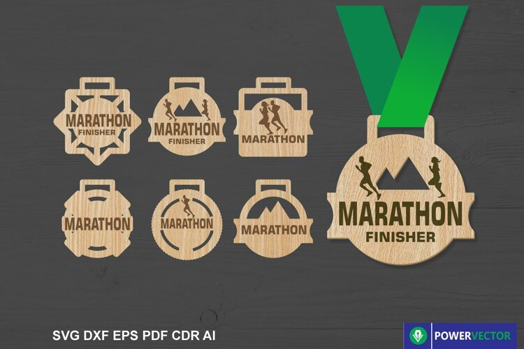 Custom Marathon Medal Awards Laser Cut and Engrave File example image 1