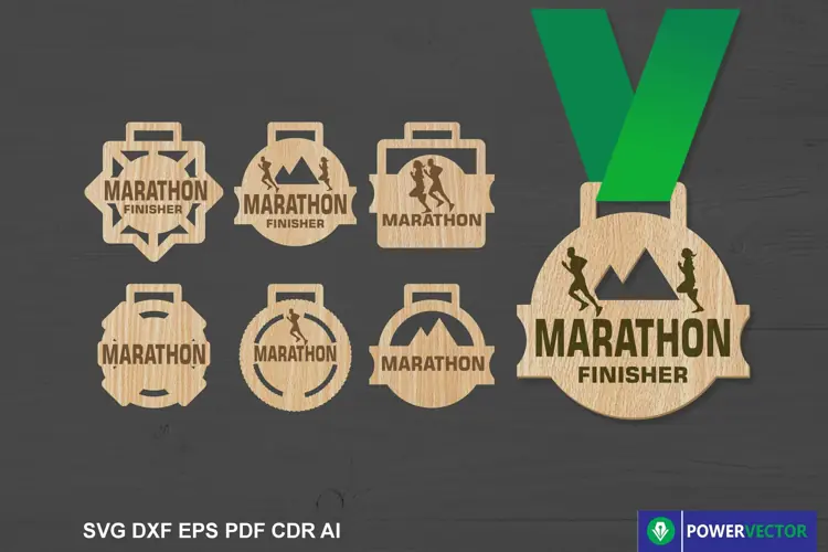Custom Marathon Medal Awards Laser Cut and Engrave File