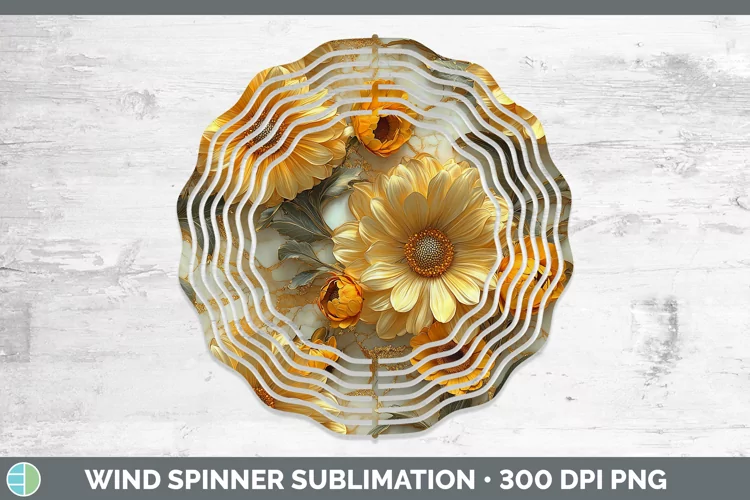 Marble 3D Flowers Calendula Wind Spinner Sublimation Spinner