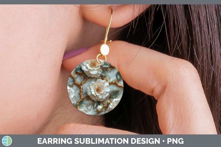 GorgeousMarble 3D Flowers Round Earrings design.