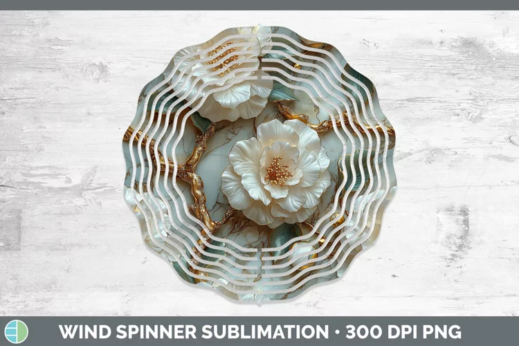 Marble 3D Flowers Camellia Wind Spinner Sublimation Spinner
