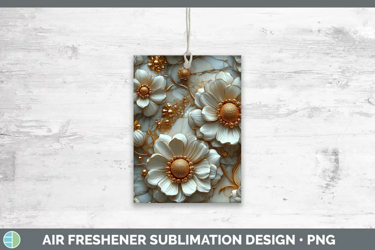 Marble 3D Flowers Daisy Air Freshener Sublimation Car Freshe