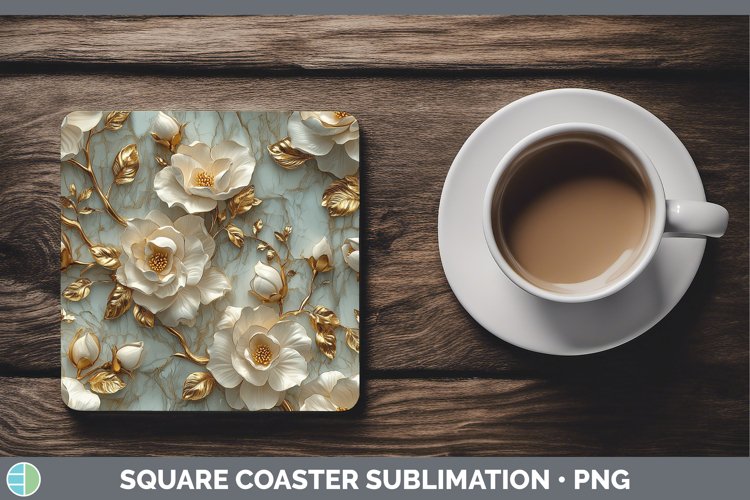 GorgeousMarble 3D Flowers Square Coaster design.