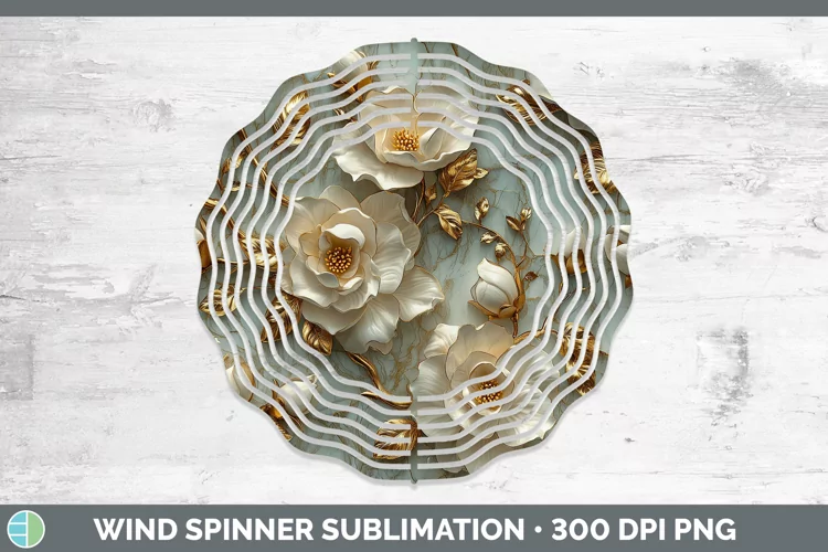 Marble 3D Flowers Gardenia Wind Spinner Sublimation Spinner