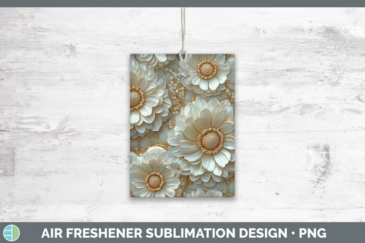 Marble 3D Flowers Gerbera Daisy Air Freshener Sublimation Ca