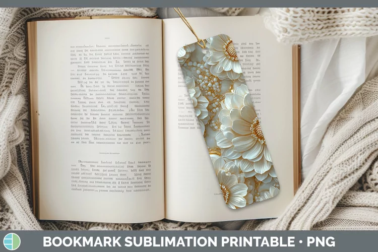 Marble 3D Flowers Gerbera Daisy Bookmark Sublimation Printab
