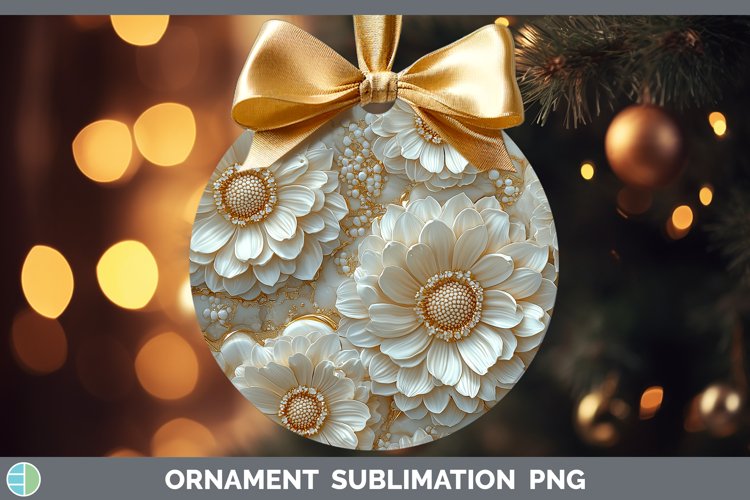 Marble 3D Flowers Gerbera Daisy Ornament Sublimation Bauble