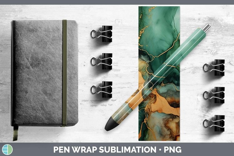 Marble Gold Green Brown Gold Pen Wrap Sublimation Epoxy Pen