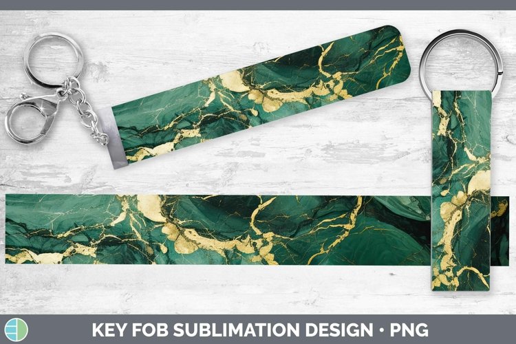 Marble Gold Green Gold Key Fob Sublimation Wristlet Designs
