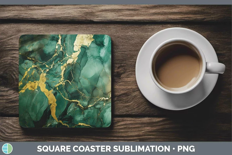 Marble Gold Green Gold Square Coaster Sublimation Coaster De