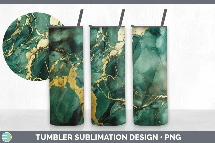 Marble Gold Green Gold Tumbler Sublimation 20 oz Skinny Tumb