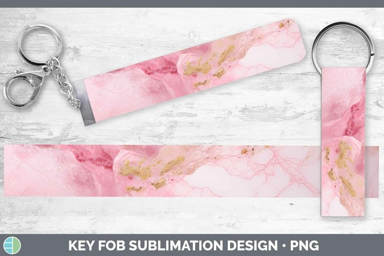 Marble Gold Pink Gold Key Fob Sublimation Wristlet Designs