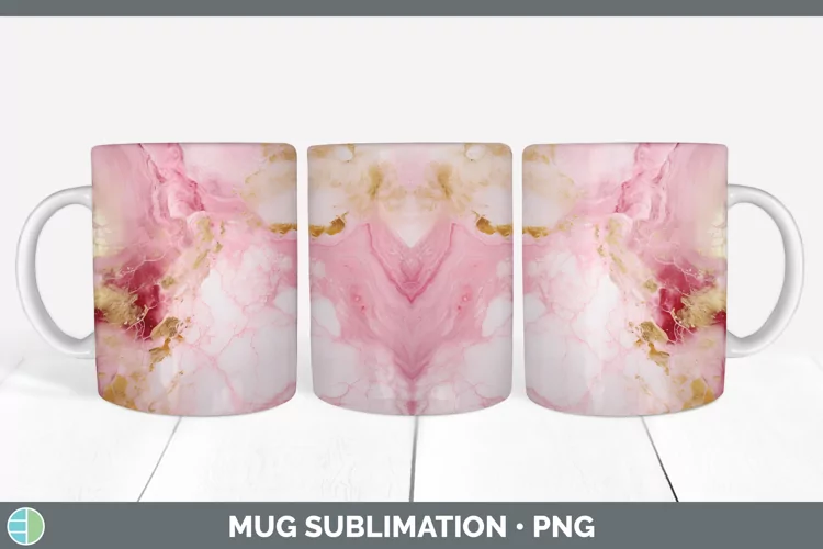 Marble Gold Pink Gold Mug Wrap Sublimation Coffee Cup Design