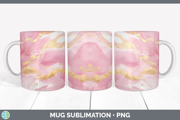 Marble Gold Pink Gold Mug Wrap Sublimation Coffee Cup Design