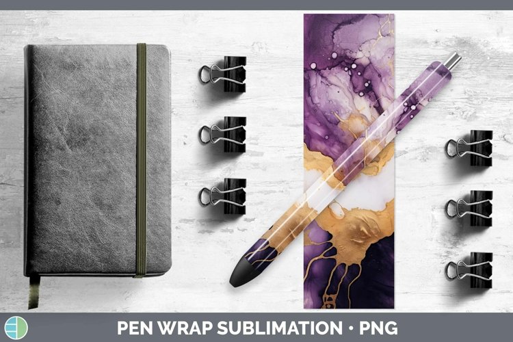 Marble Gold Purple Gold Pen Wrap Sublimation Epoxy Pen Desig