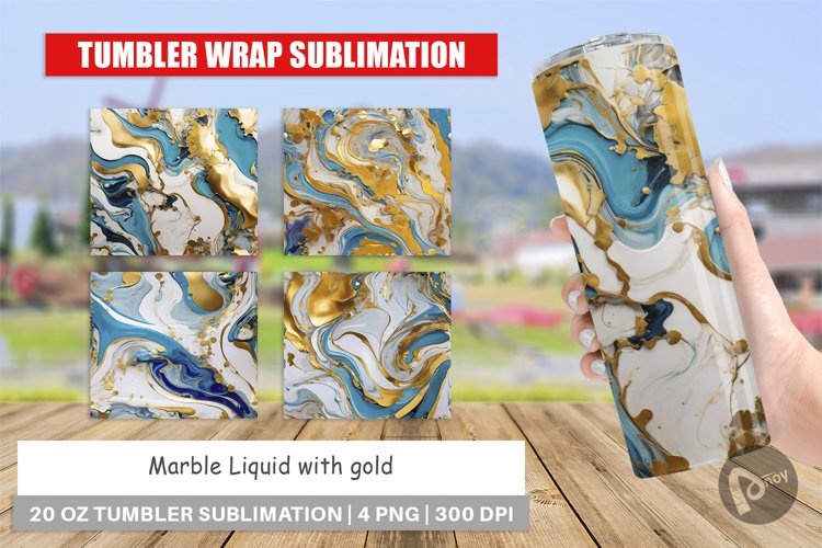 Tumbler Wrap Marble Liquid with gold