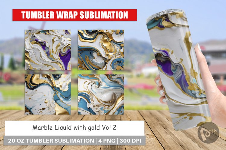 Tumbler Wrap Marble Liquid with gold