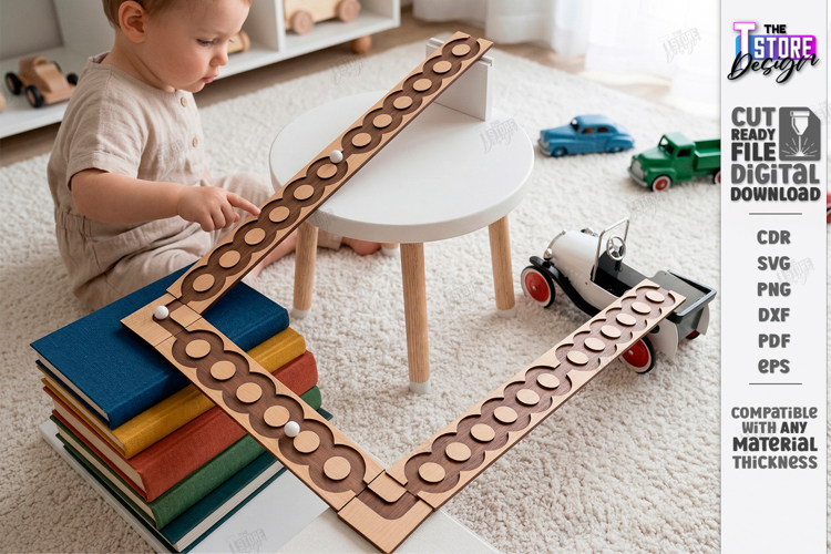 Marble Run Race Laser Cut | Kids Laser | Montessori Game SVG