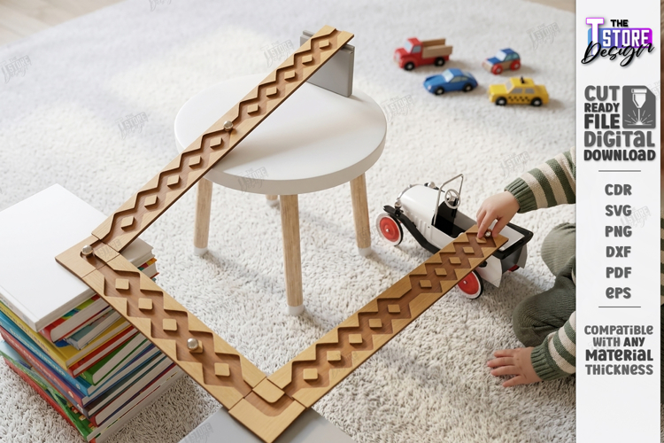 Marble Run Race Laser Cut | Kids Laser | Montessori Game SVG example image 1