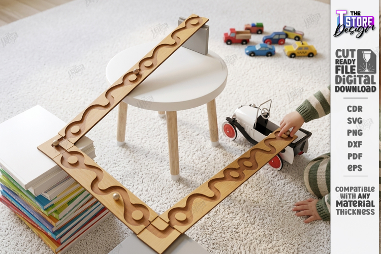 Marble Run Race Laser Cut | Kids Laser | Montessori Game SVG example image 1