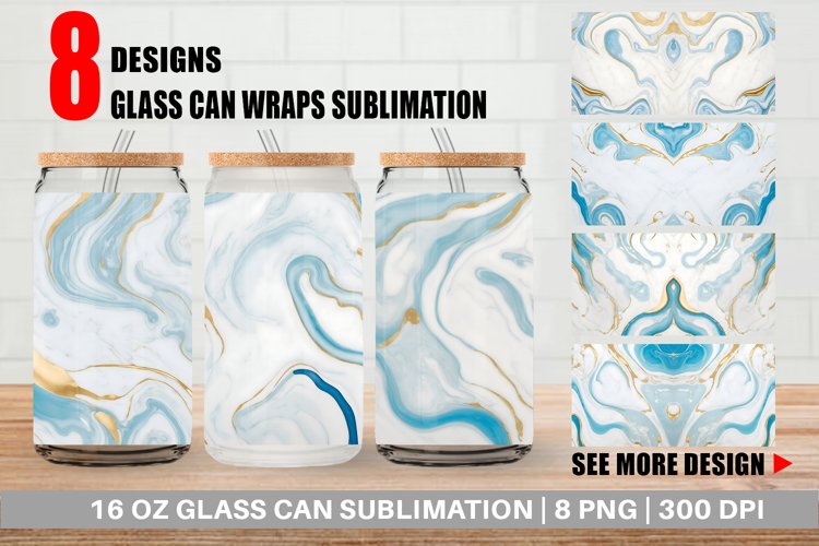 Marble White Ceramic Arts Glass Can Wraps