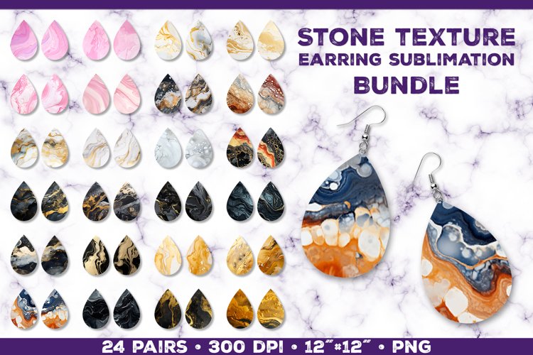 Stone Texture Sublimation Teardrop Earrings Bundle