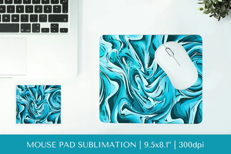 Blue marble texture mouse pad sublimation design PNG 003