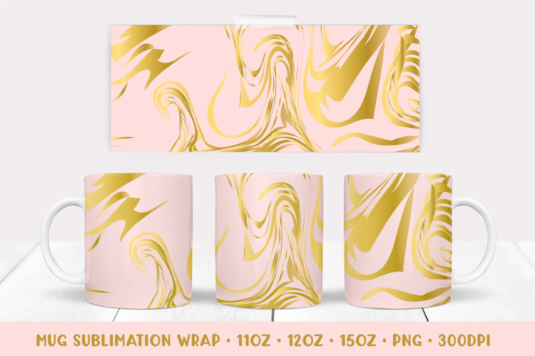 Marble Texture Mug Sublimation Design. Pink Mug Wrap 05