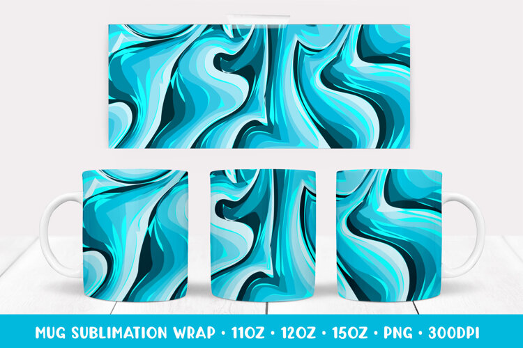 Marble Texture Mug Sublimation Design. Blue Mug Wrap 11 example image 1