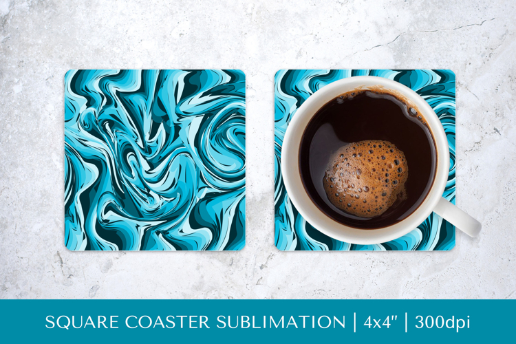 Blue marble texture square coaster sublimation design 002