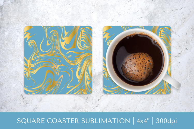 Gold marble texture square coaster sublimation design 005