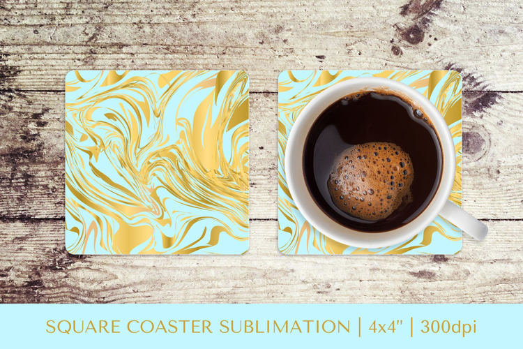 Gold marble texture square coaster sublimation design 007