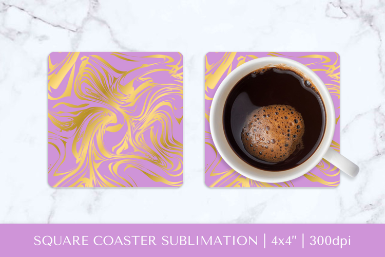 Gold marble texture square coaster sublimation design 008