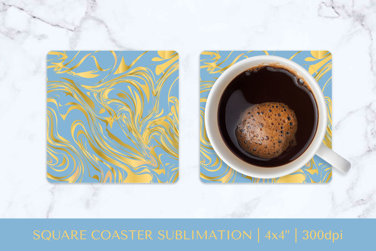 Gold marble texture square coaster sublimation design 009