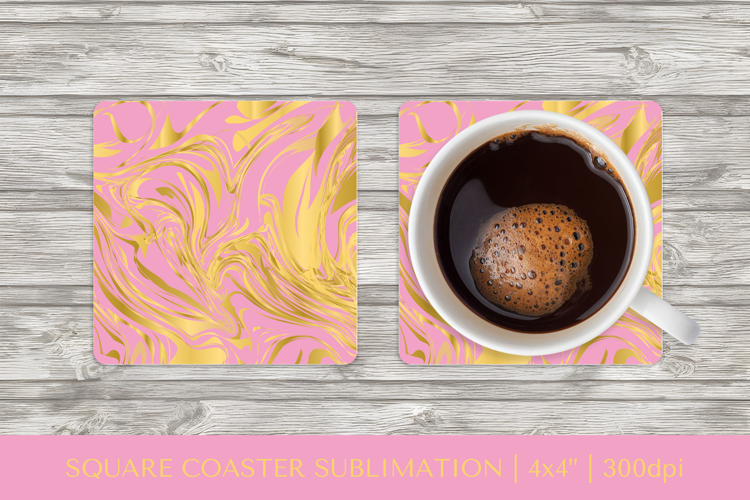 Gold marble texture square coaster sublimation design 010