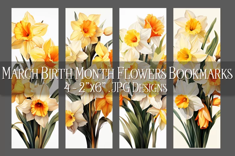 Floral Bookmark, March Bookmark, Daffodil Bookmarks, s1