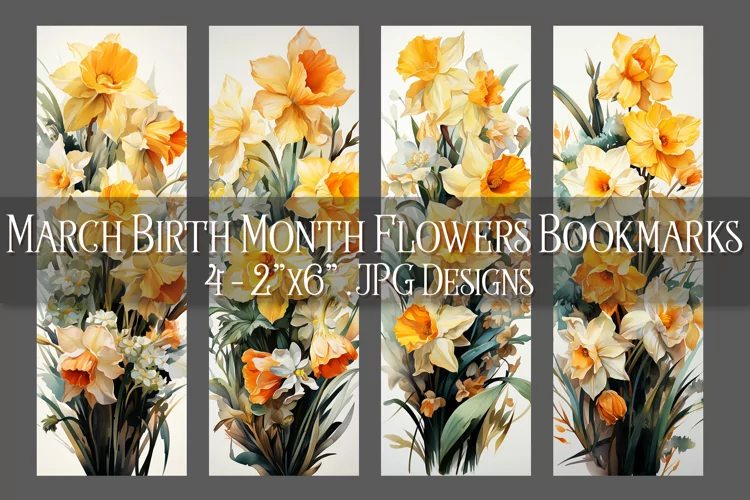 Floral Bookmark, March Bookmark, Jonquil Bookmarks, s1