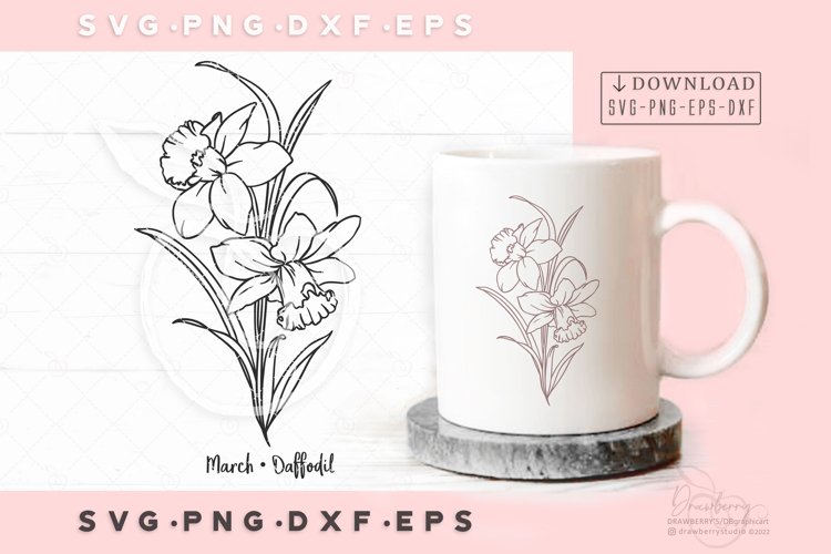 Birth Month Flower Svg /March birthday flower Daffodil SV275