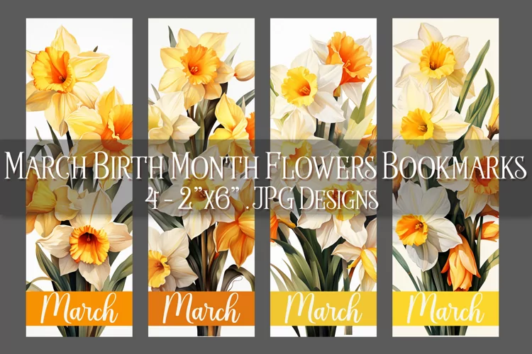 Floral Bookmark, March Bookmark, Daffodil Bookmarks, s2