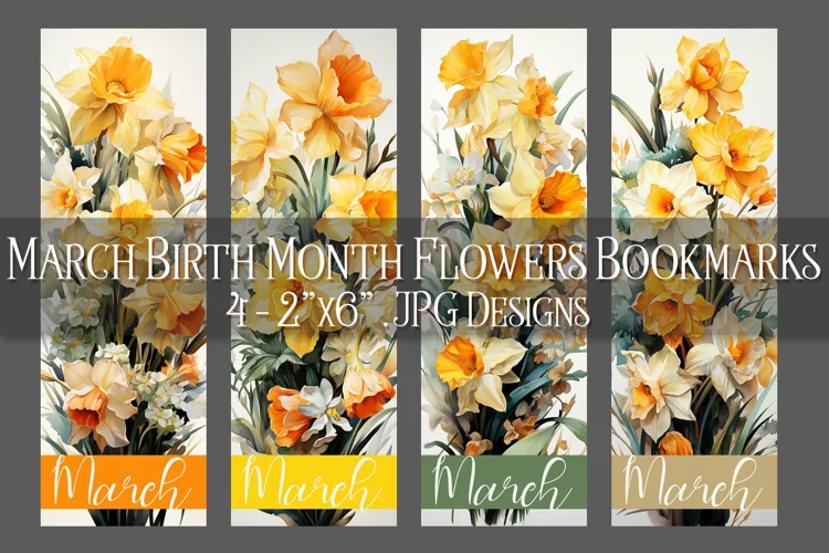 Floral Bookmark, March Bookmark, Jonquil Bookmarks, s2