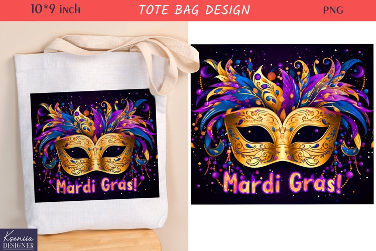 Mardi Gras Mask| Mardi Gras Carnival Tote Bag Design