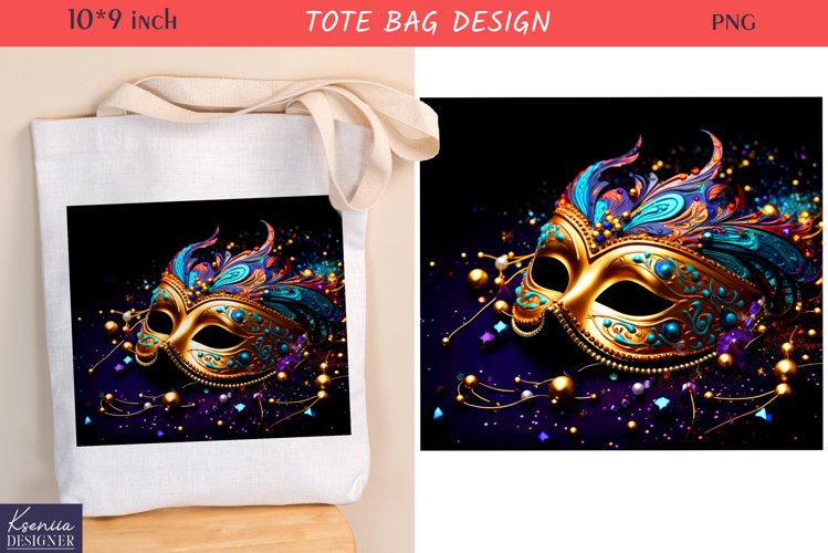 Mardi Gras Mask| Mardi Gras Carnival Tote Bag Design