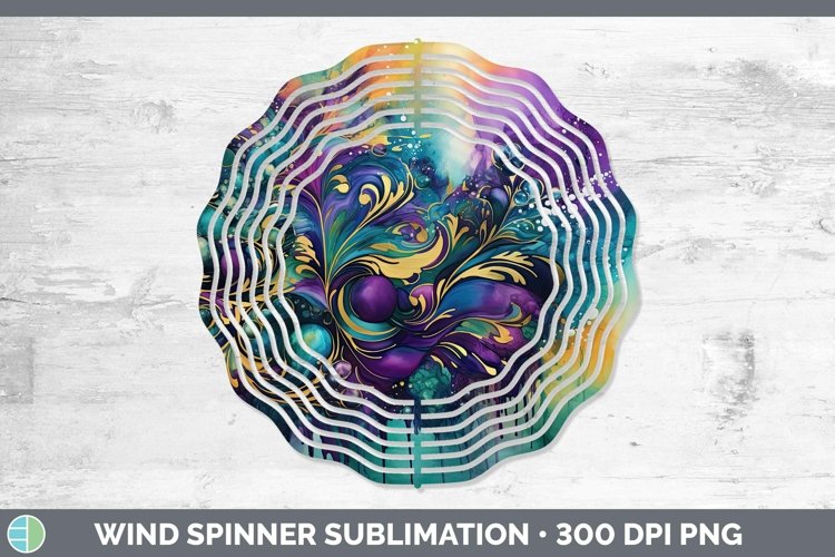 Mardi Gras Alcohol Ink Wind Spinner Sublimation Spinner Desi