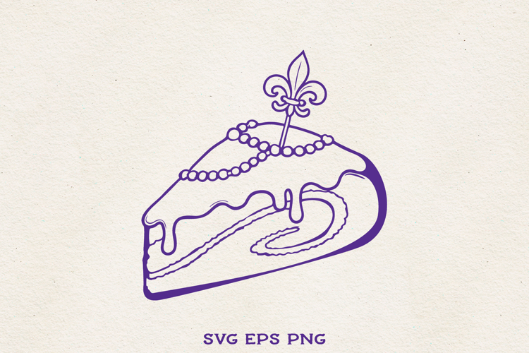 Mardi Gras King Cake SVG | Carnival Cake Slice Clipart
