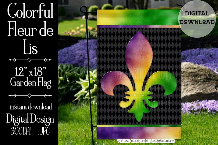 Colorful Fleur de Lis 12x18 Garden Flag Sublimation Design