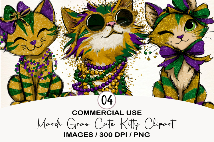 Mardi Gras Cute Kitty Clipart