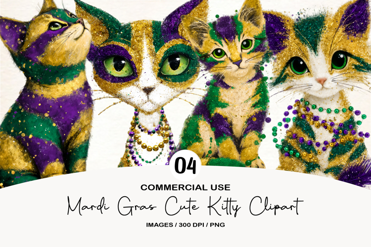 Mardi Gras Cute Kitty Clipart